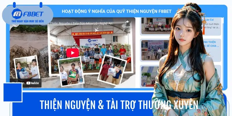 Hiện nay, F8BET còn tài trợ và hoạt động thiện nguyện ở khắp vùng miền
